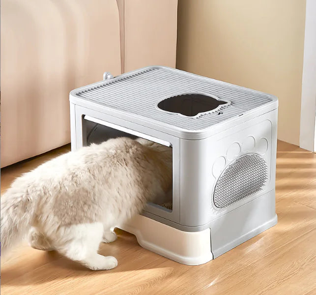 Foldable Drawer Cat Litter Box - Large Enclosed Design