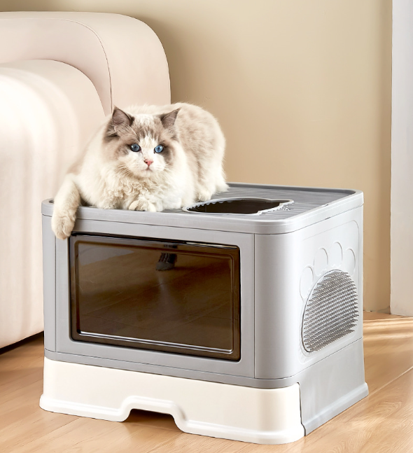Foldable Drawer Cat Litter Box - Large Enclosed Design
