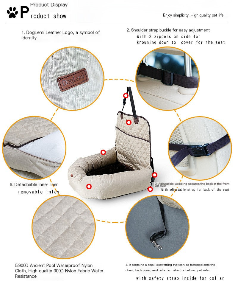 Pet Car Bed with Thick Cushion