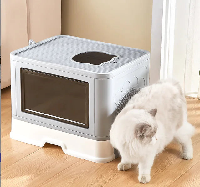 Foldable Drawer Cat Litter Box - Large Enclosed Design