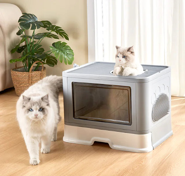 Foldable Drawer Cat Litter Box - Large Enclosed Design